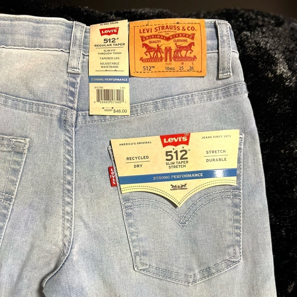 Boy’s Levi's® 512™ Slim Tapered Medium washed Jeans-SZ 10 🩵25/26- NWT - Picture 9 of 13